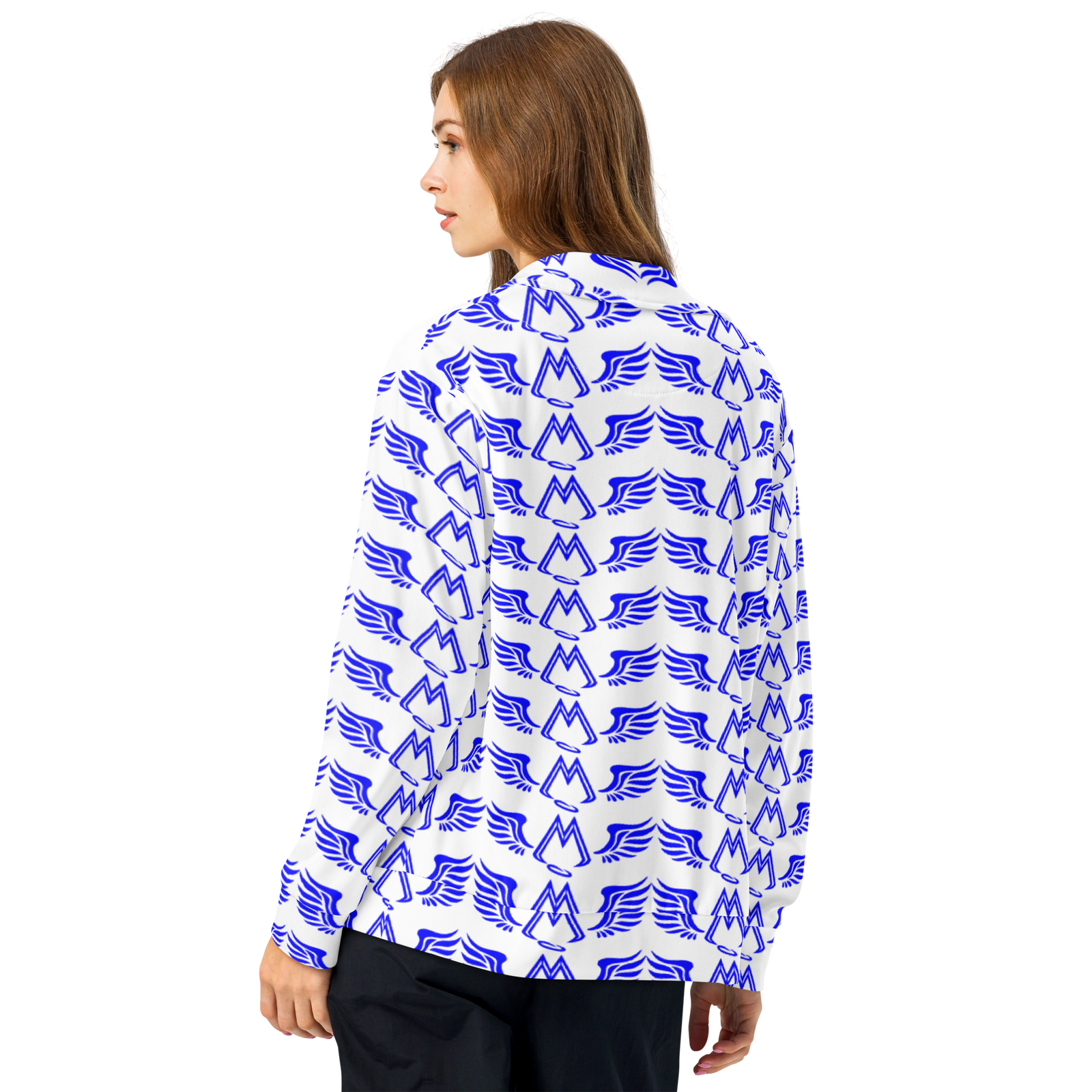 White Unisex Track Jacket With Duplicated Blue MM Iconic Logo