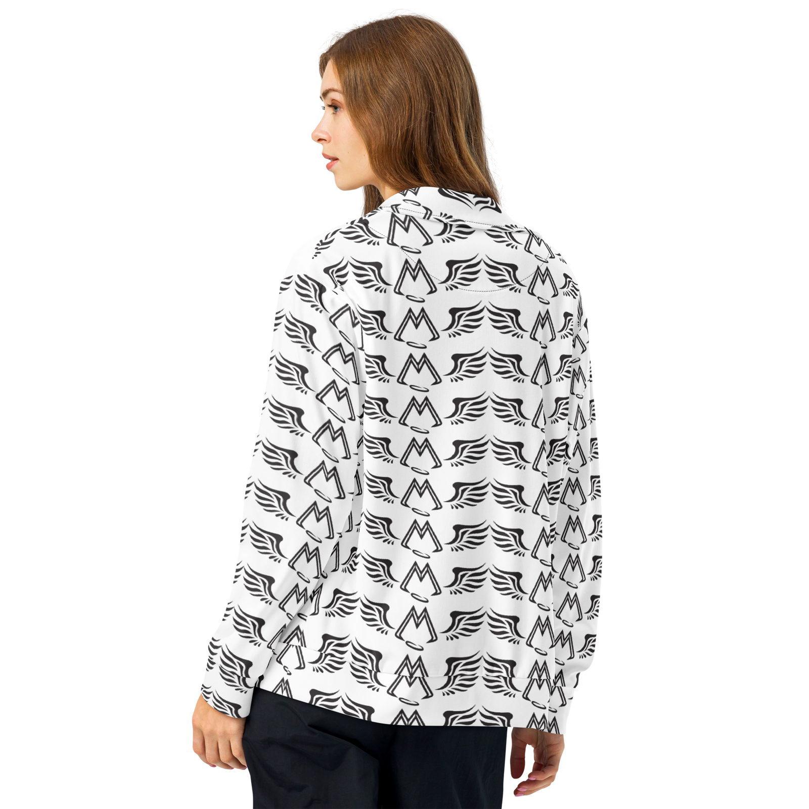 White Unisex Track Jacket With Duplicated Black MM Iconic Logo
