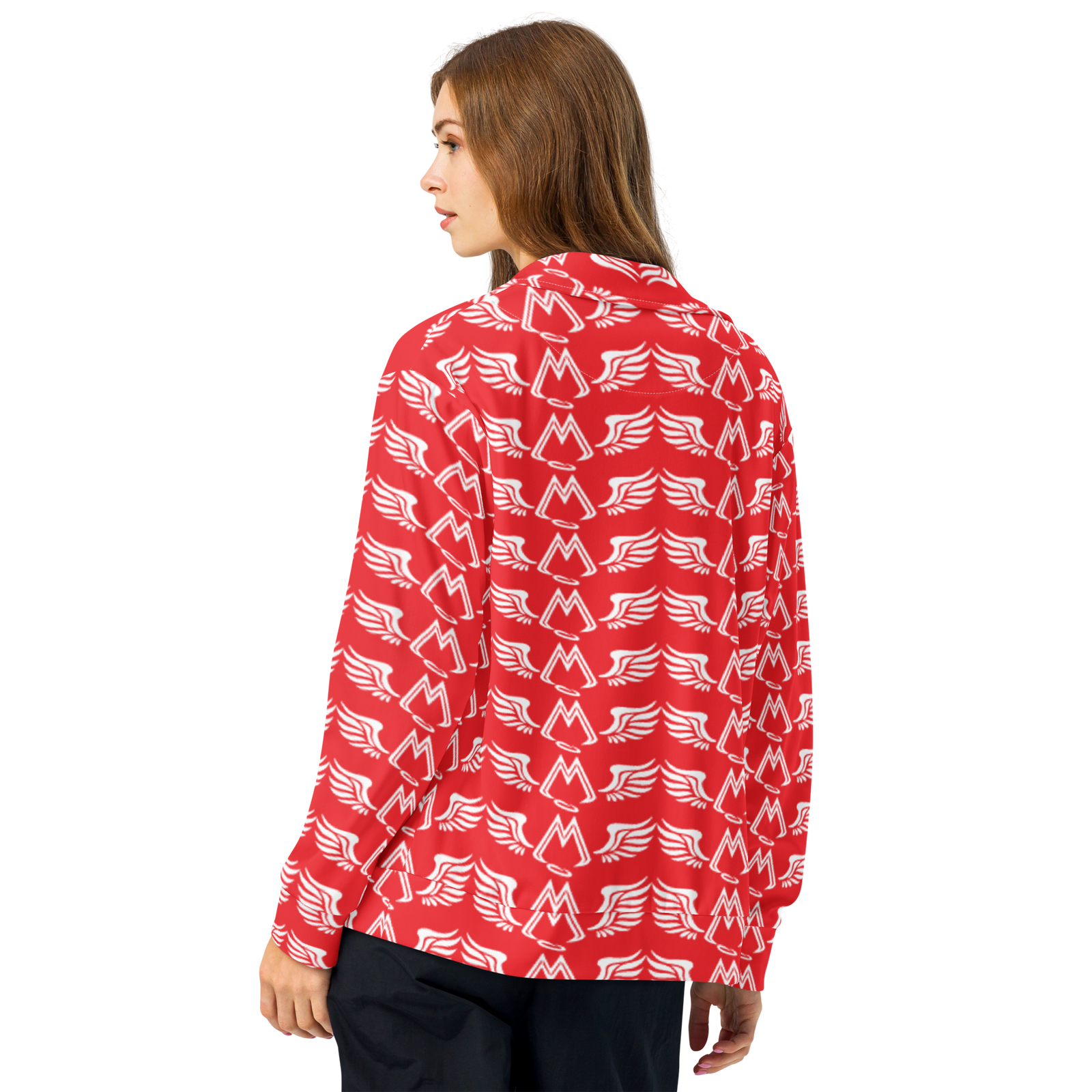 Red Unisex Track Jacket With Duplicated White MM Iconic Logo