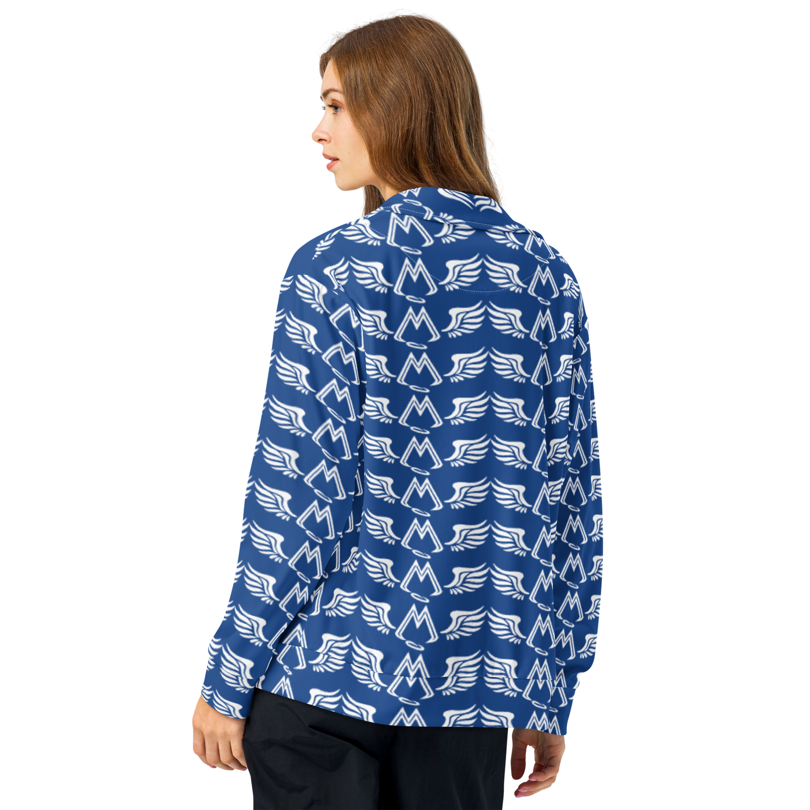 Blue Unisex Track Jacket With Duplicated White MM Iconic Logo