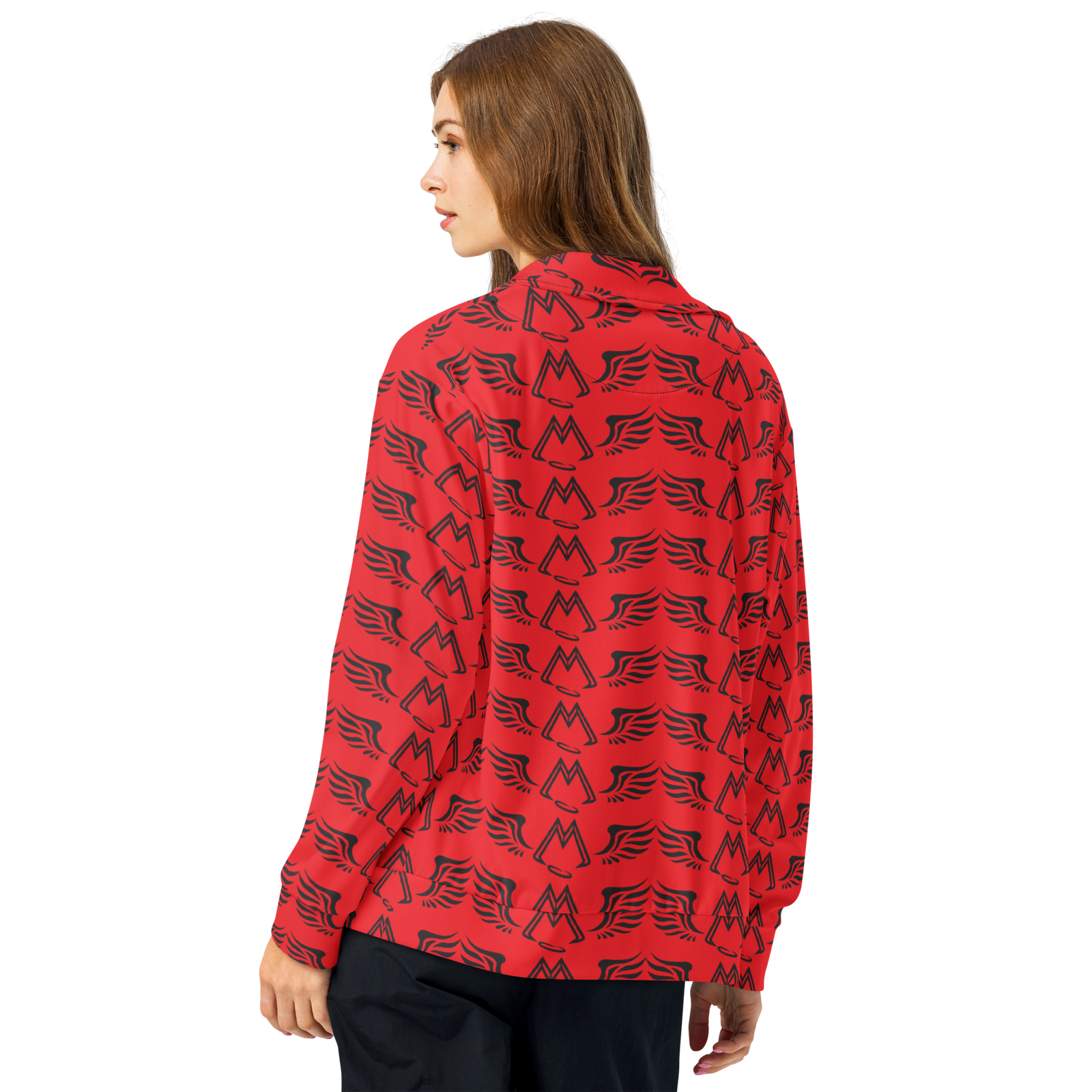 Red Unisex Track Jacket With Duplicated Black MM Iconic Logo