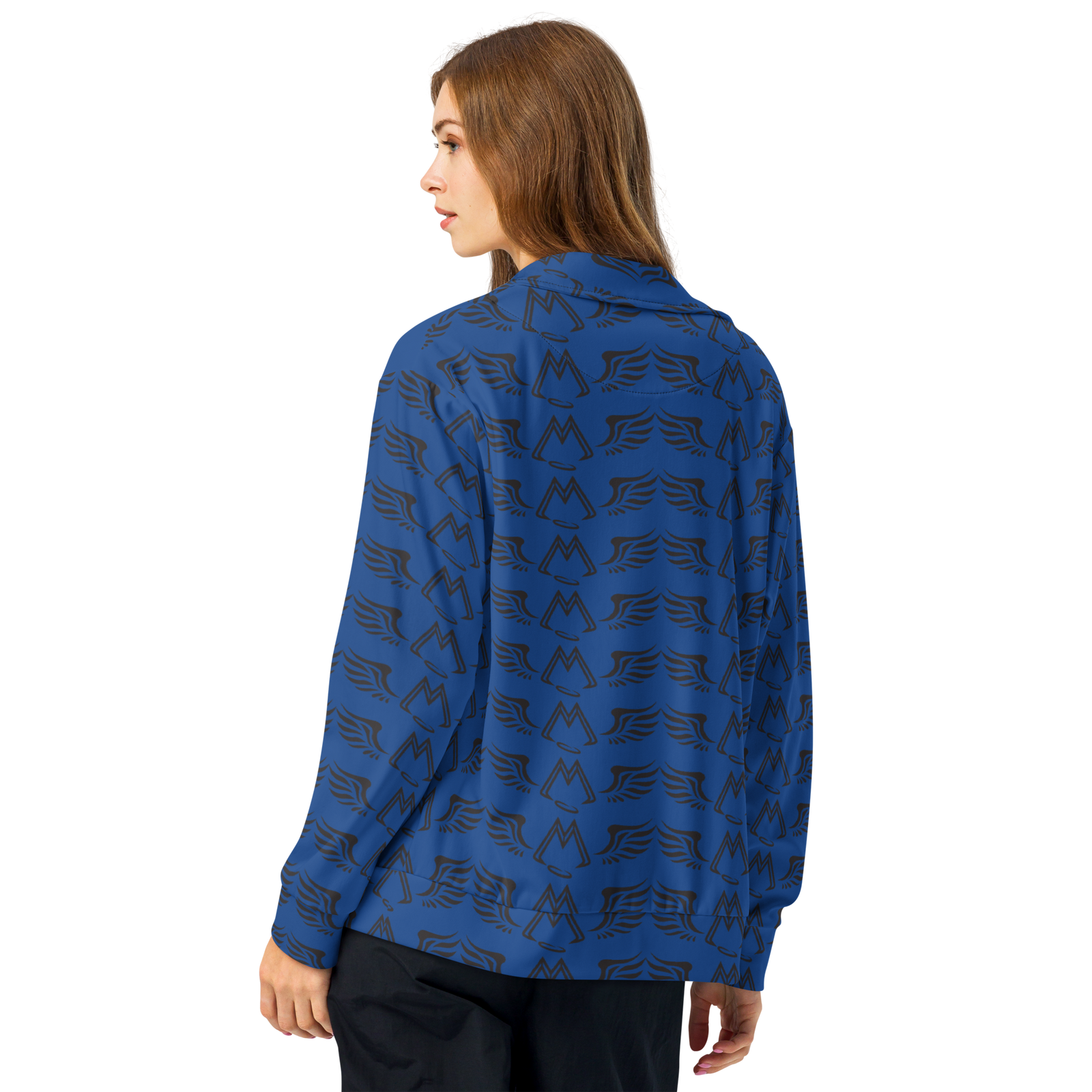 Blue Unisex Track Jacket With Duplicated Black MM Iconic Logo