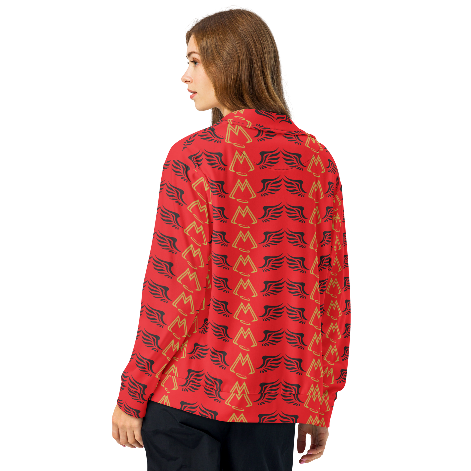 Red Unisex Track Jacket With Duplicated Gold-Black MM Iconic Logo