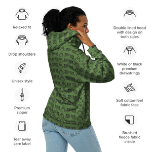 Army Green Unisex Zip Hoodie With Duplicated Black MM Iconic Logo