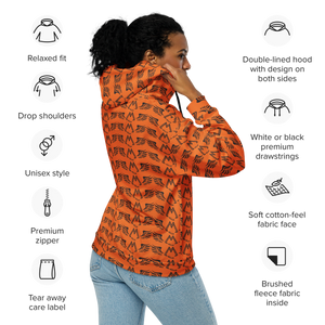 Orange Unisex Zip Hoodie With Duplicated Black MM Iconic Logo