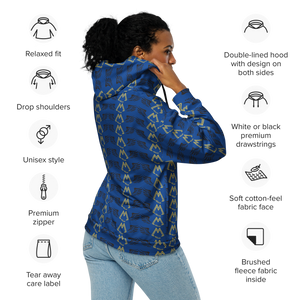 Blue Unisex Zip Hoodie With Duplicated Gold-Black MM Iconic Logo