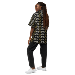Black Unisex Button Shirt With Duplicated Classic MM Iconic Logo