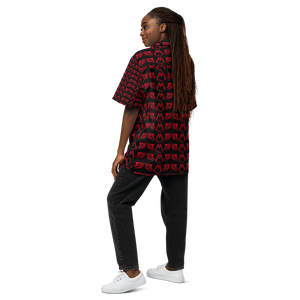 Black Unisex Button Shirt With Duplicated Red MM Iconic Logo