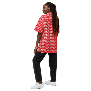 Red Unisex Button Shirt With Duplicated White MM Iconic Logo