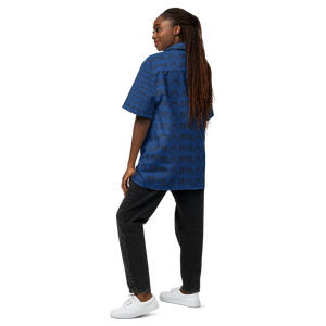 Blue Unisex Button Shirt With Duplicated Black MM Iconic Logo