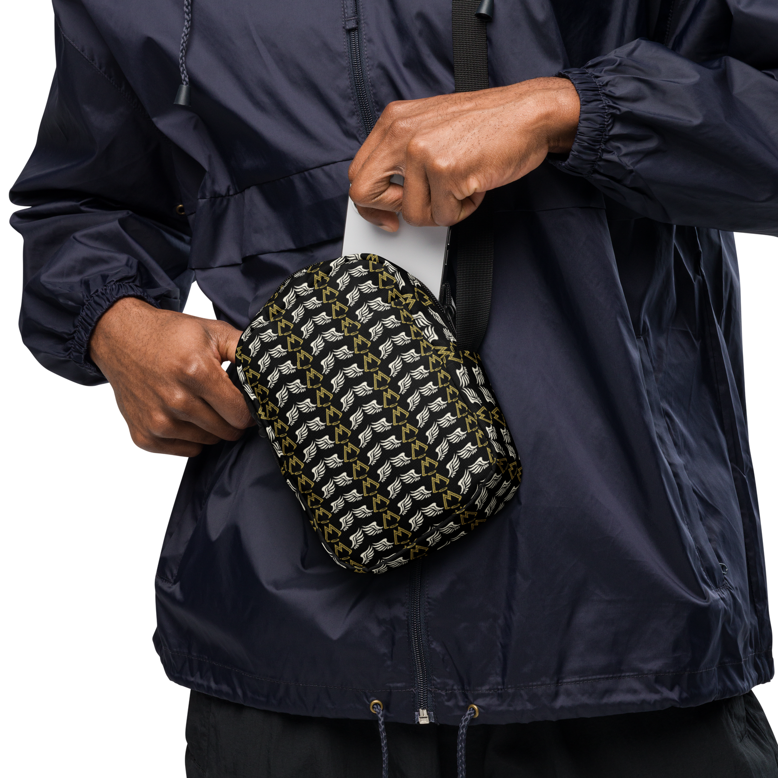 Black Utility Crossbody Bag With Duplicated Classic MM Iconic Logo