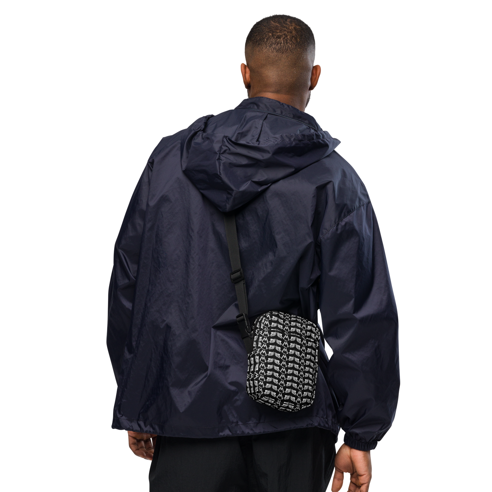Black Utility Crossbody Bag With Duplicated White MM Iconic Logo