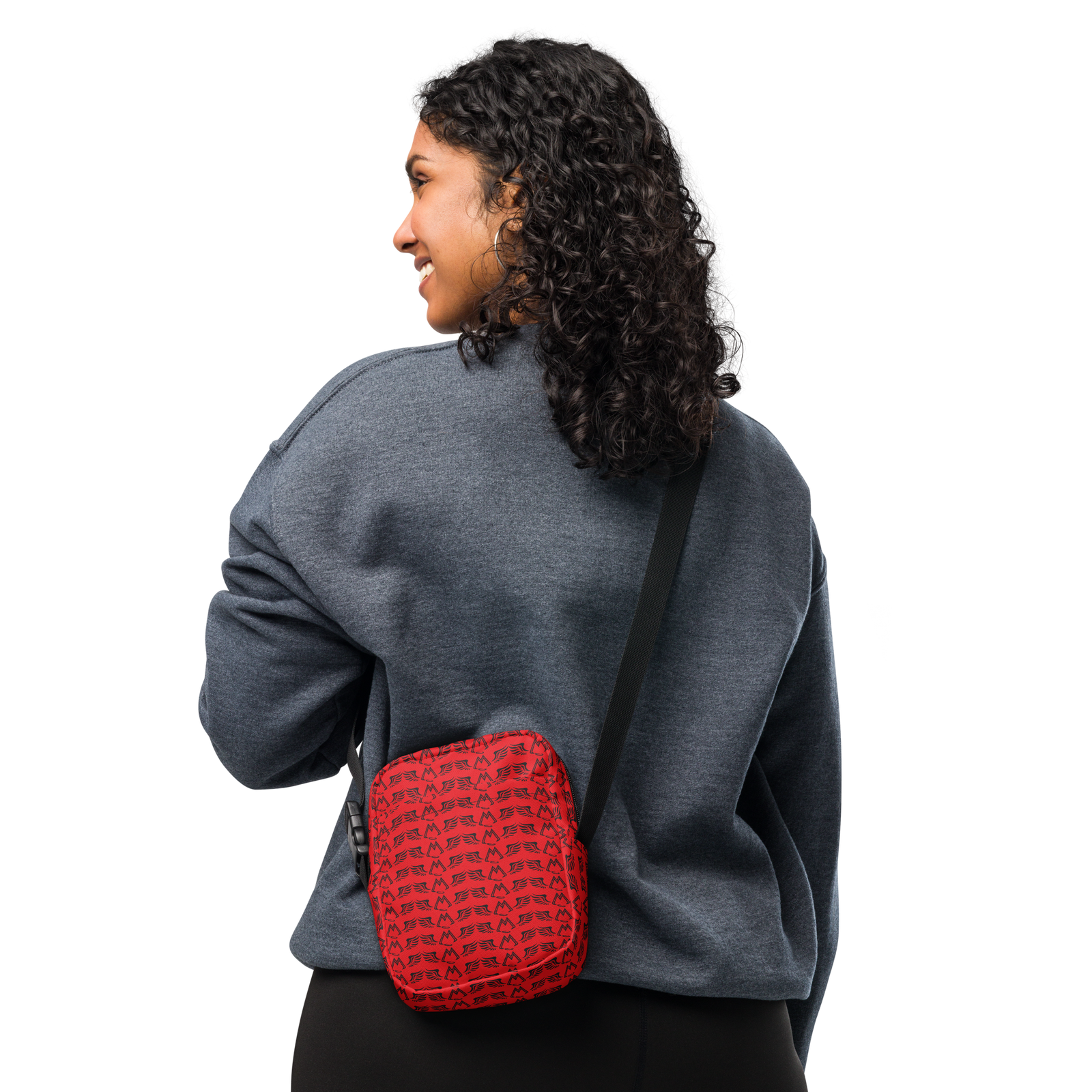 Red Utility Crossbody Bag With Duplicated Black MM Iconic Logo