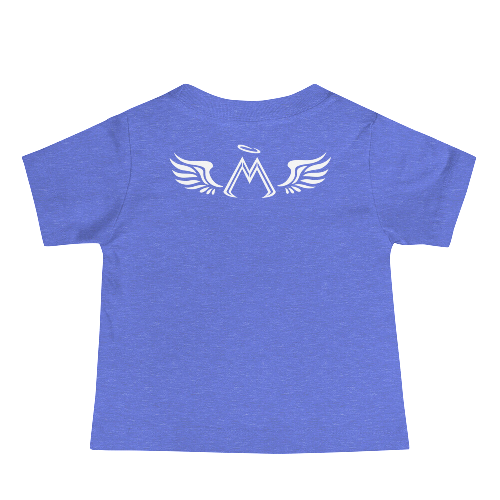 Heather Columbia Blue Baby Jersey Short Sleeve Tee With White MM Iconic Logo