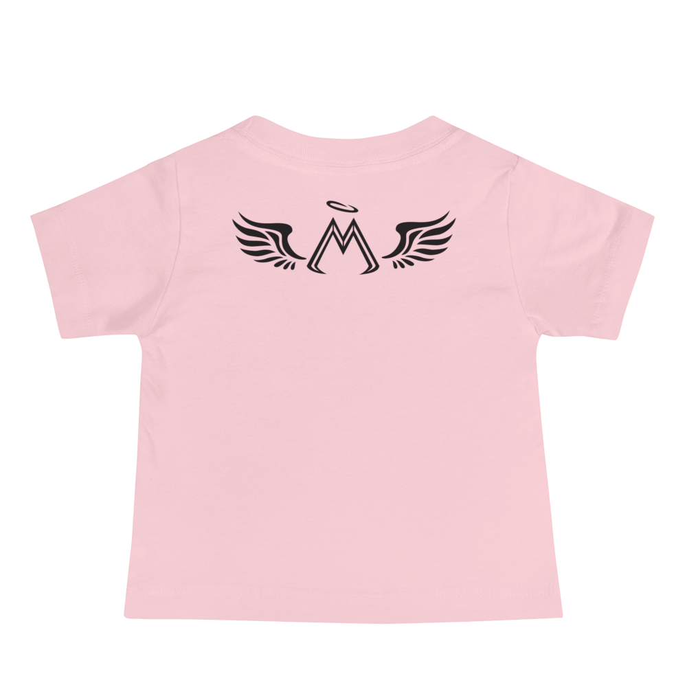Pink Baby Jersey Short Sleeve Tee With Black MM Iconic Logo