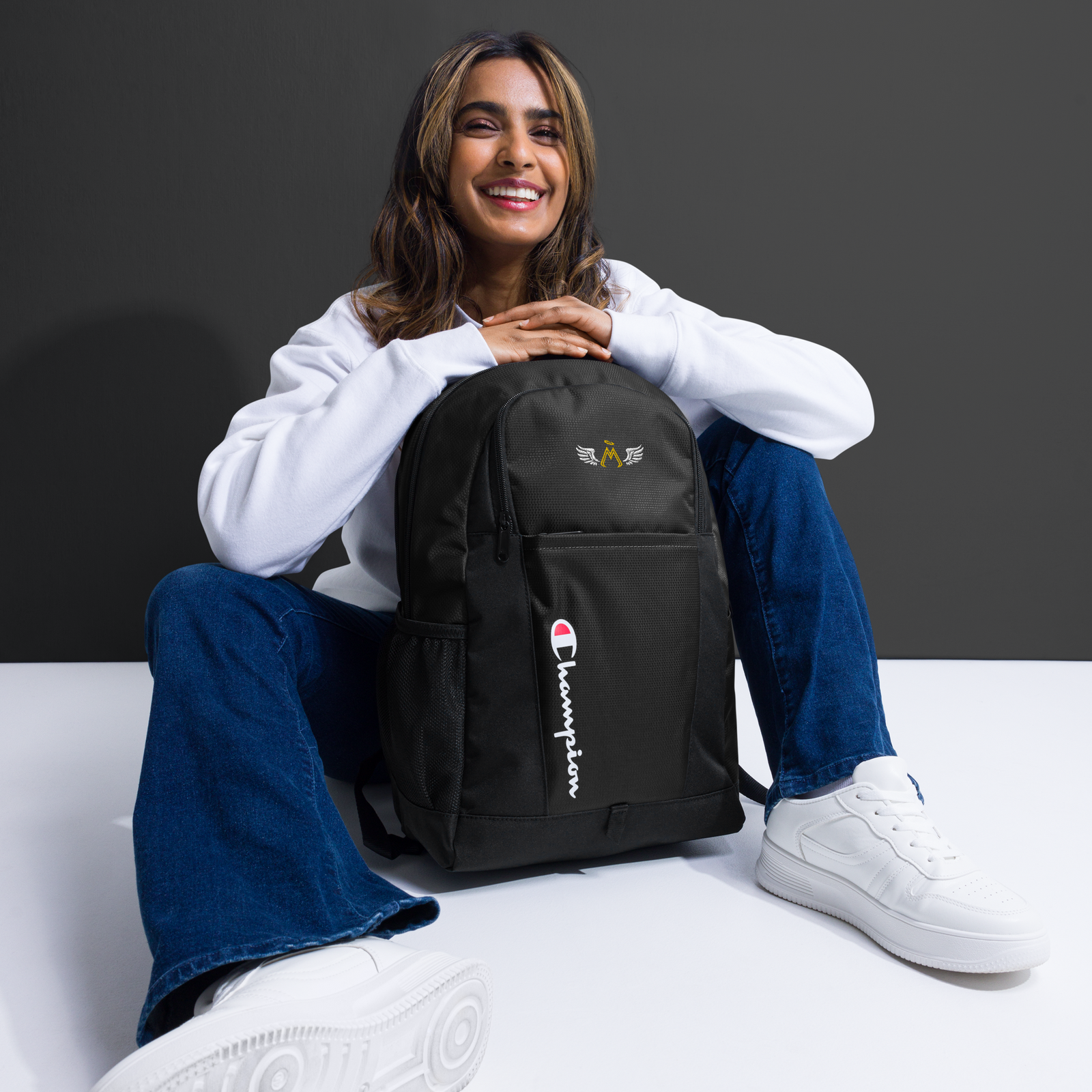 Black Champion Backpack With Embroidered Classic MM Iconic Logo