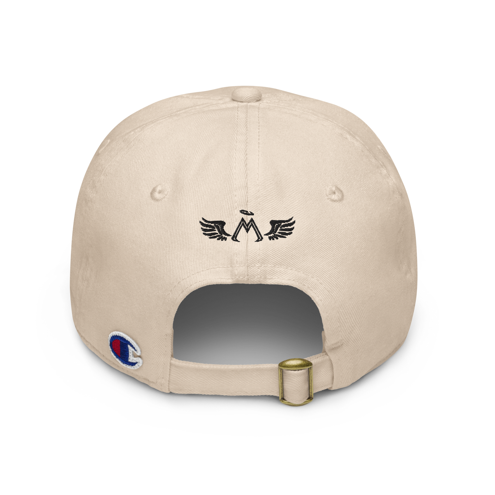 Stone Tan Champion Dad Hat With Embroidered Black MM Iconic Logo
