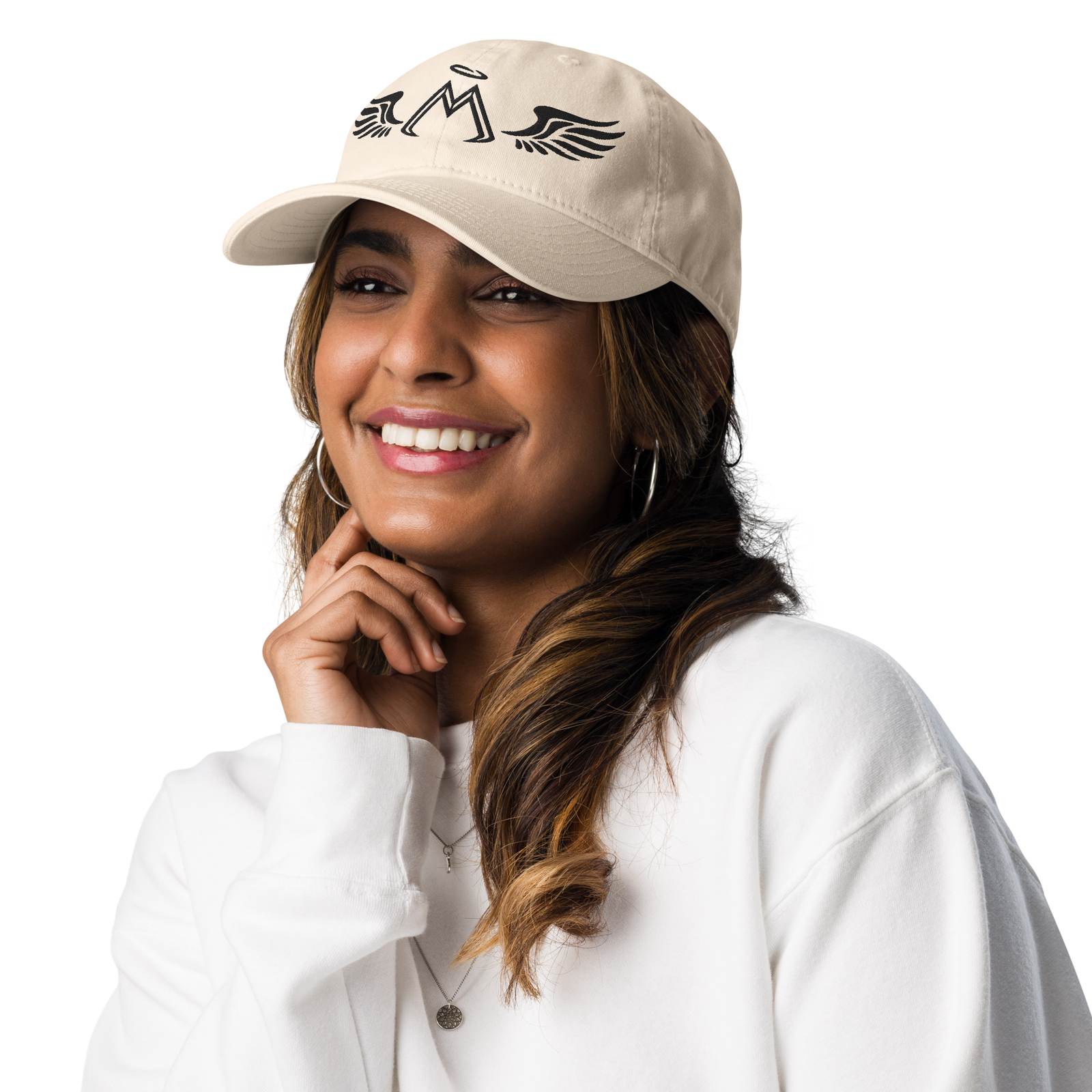 Stone Tan Champion Dad Hat With Embroidered Black MM Iconic Logo