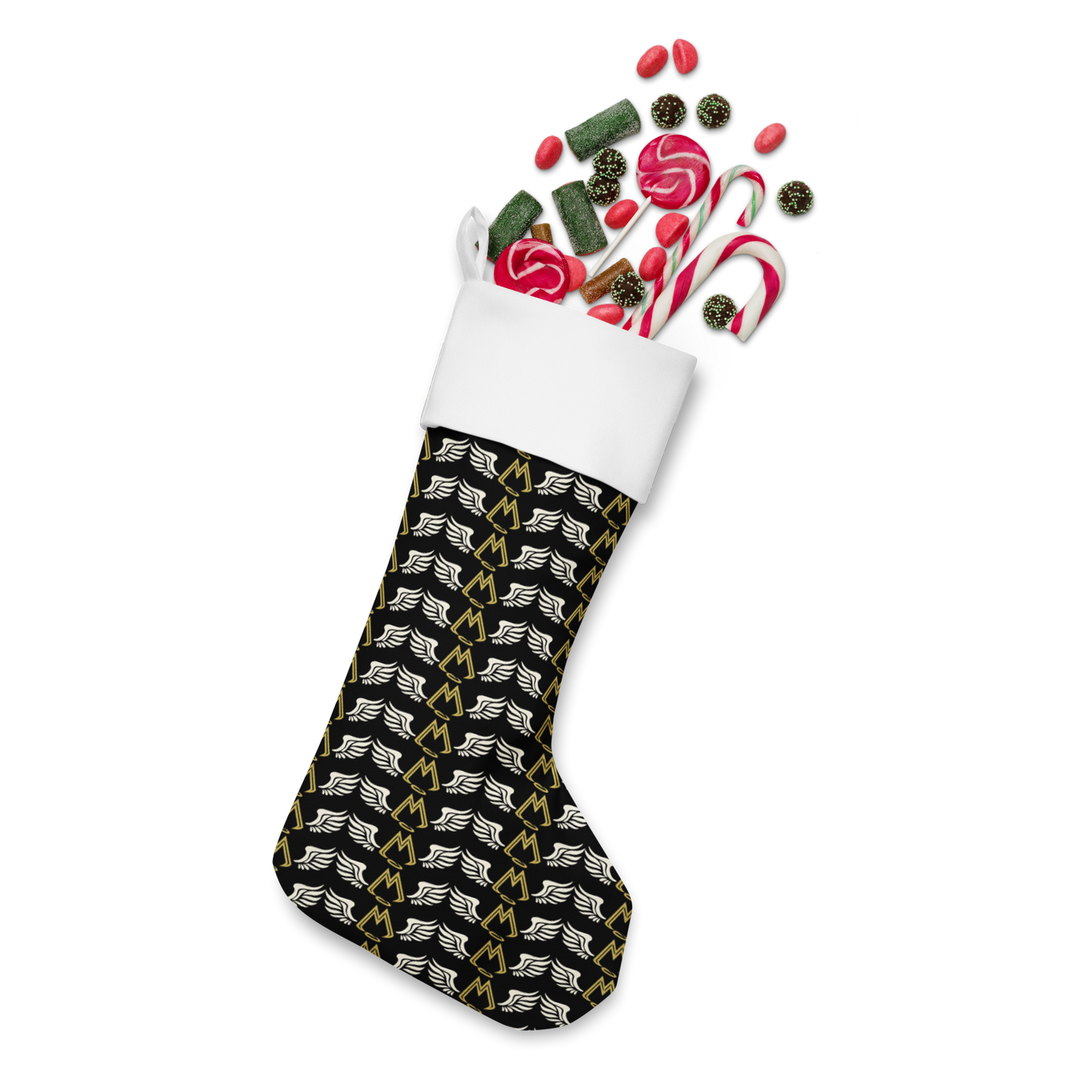 Black Christmas Stocking With Duplicated Classic MM Iconic Logo