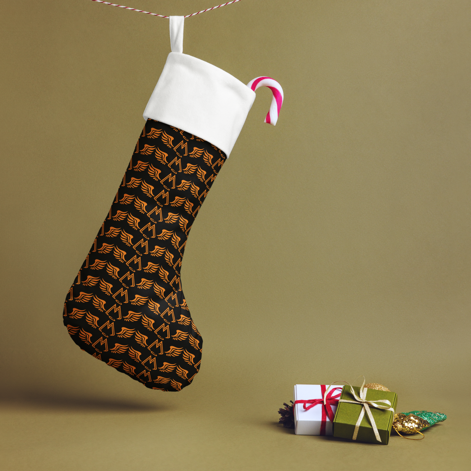 Black Christmas Stocking With Duplicated Orange MM Iconic Logo