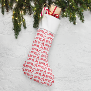 White Christmas Stocking With Duplicated Red MM Iconic Logo
