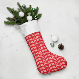 Red Christmas Stocking With Duplicated White MM Iconic Logo
