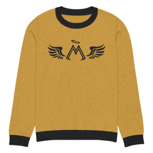 Mustard Black Unisex Knitted Crew Neck Sweater With Black MM Iconic Logo