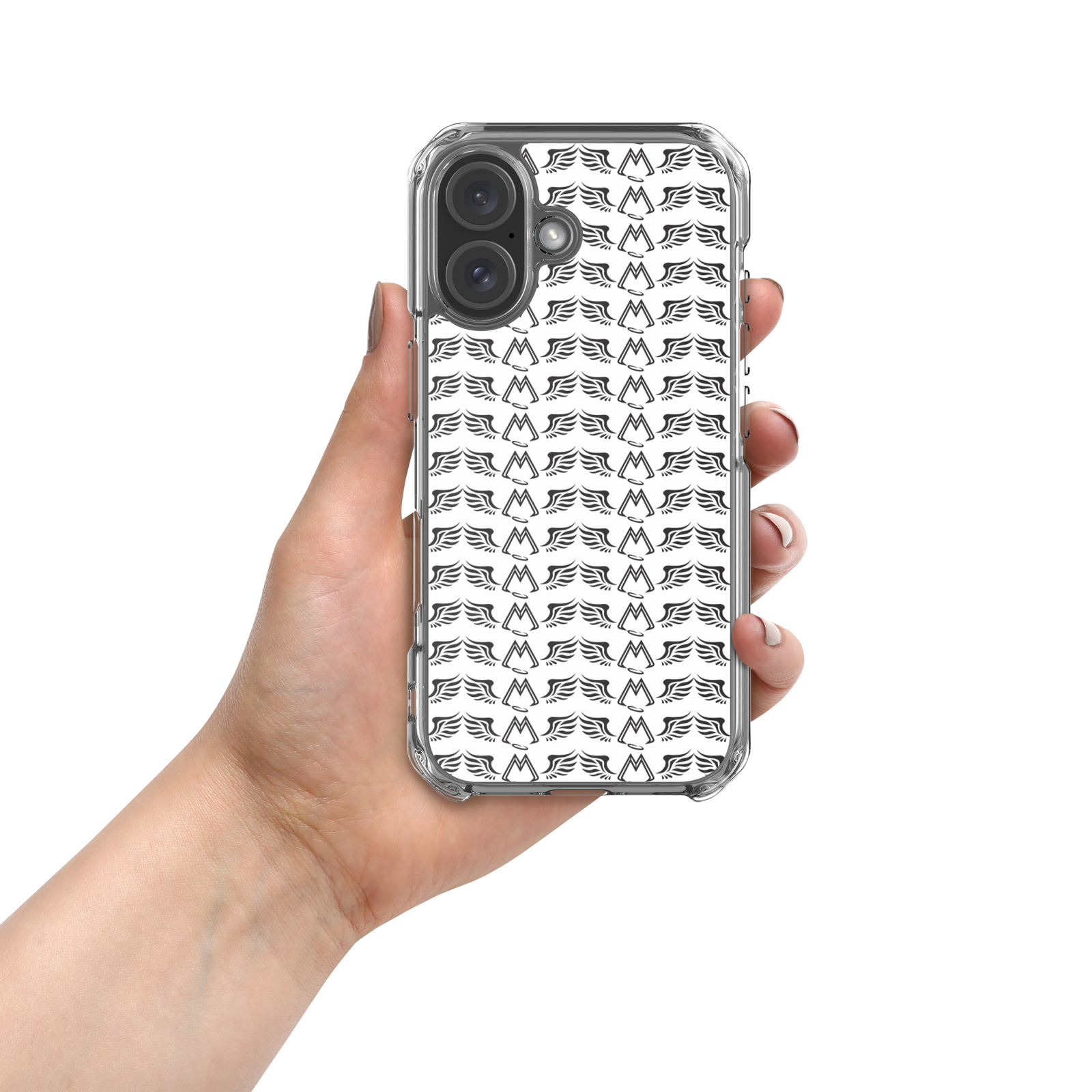 White Clear Cases For iPhone 16 With Duplicated Black MM Iconic Logo