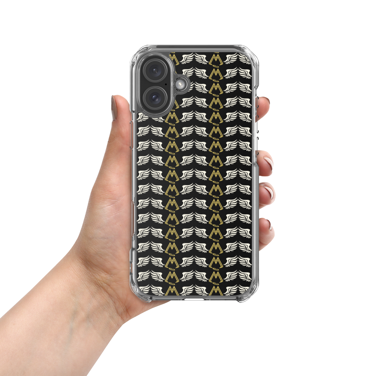Black Clear Cases For iPhone 16 With Duplicated Classic MM Iconic Logo
