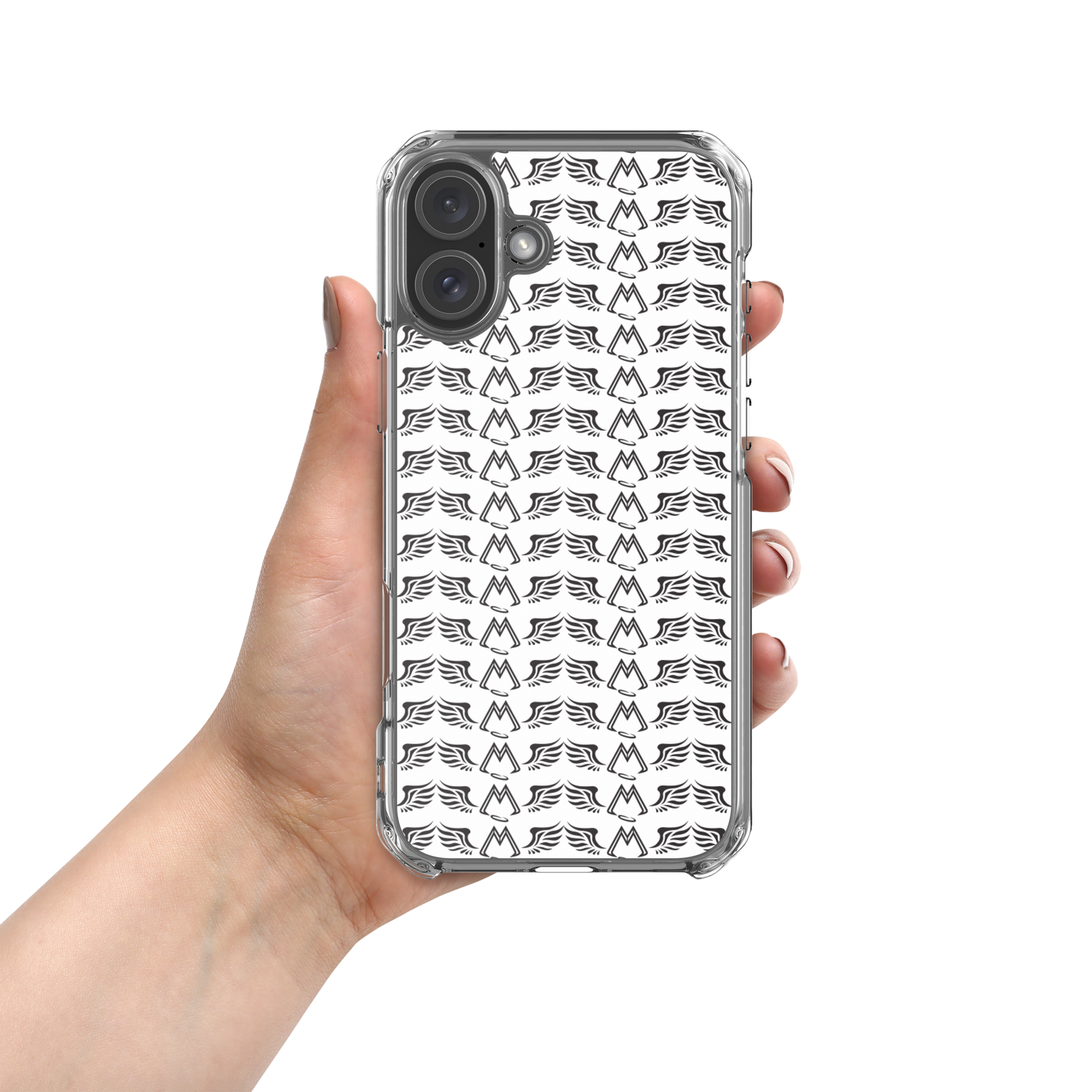 White Clear Cases For iPhone 16 With Duplicated Black MM Iconic Logo