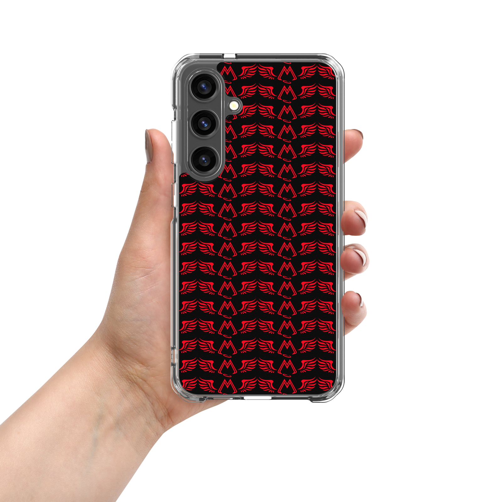 Black Clear Samsung Galaxy S24 Cases With Duplicated Red MM Iconic Logo