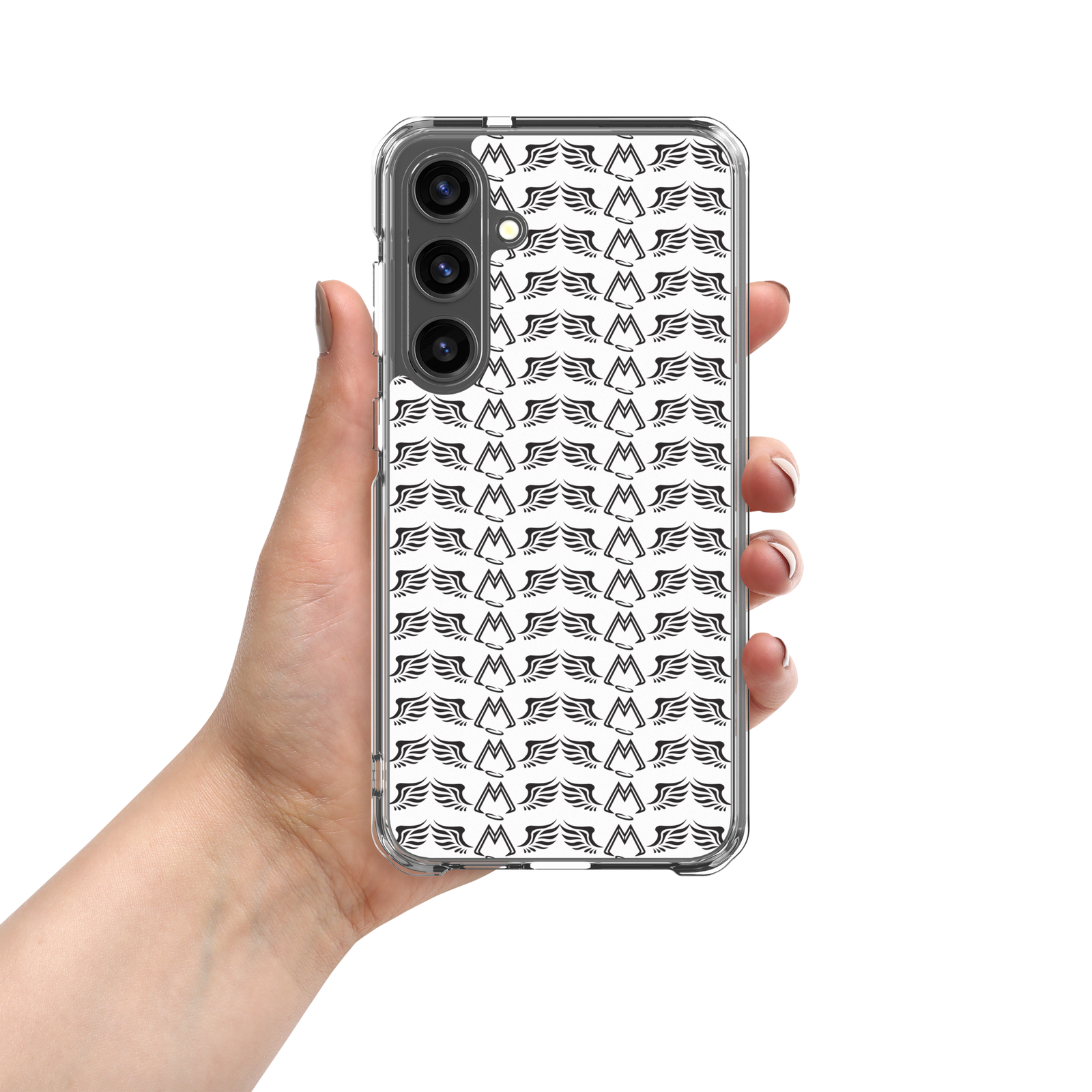 White Clear Samsung Galaxy S24 Cases With Duplicated Black MM Iconic Logo
