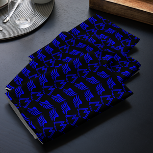 Black Cloth Napkin Set Of 4 With Duplicated Blue MM Iconic Logo