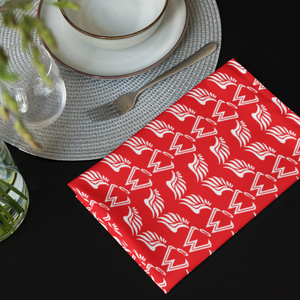 Red Cloth Napkin Set Of 4 With Duplicated White MM Iconic Logo