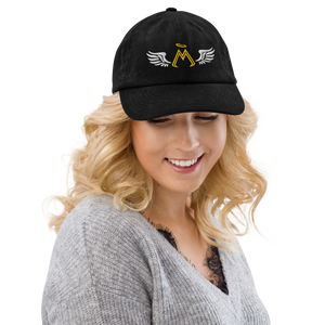 Black Corduroy Hat With Embroidered Classic MM Iconic Logo
