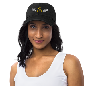 Black Denim Cap With Embroidered Classic MM Iconic Logo