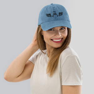 Blue Denim Cap With Embroidered Black MM Iconic Logo