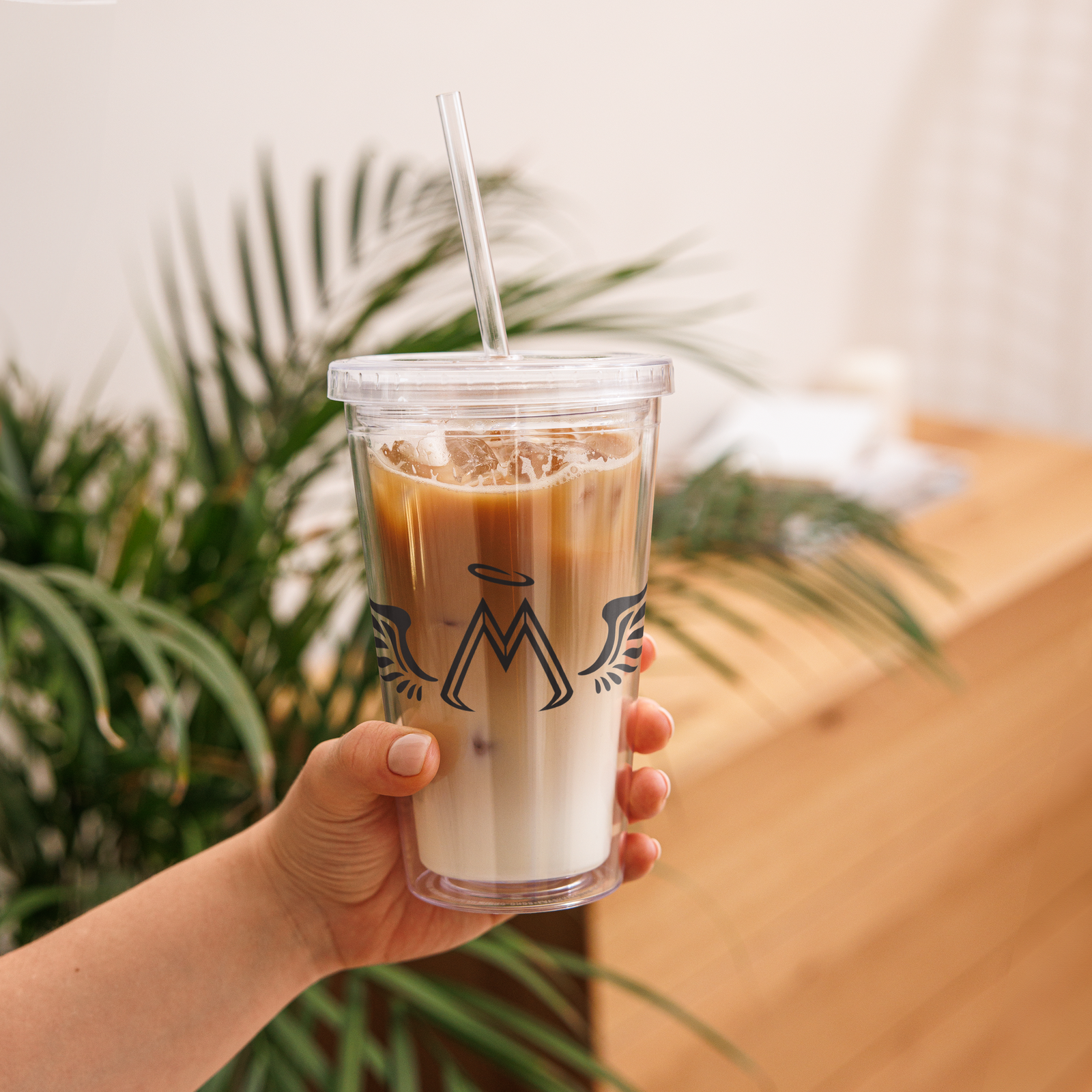 Clear Plastic Tumbler With Black MM Iconic Logo