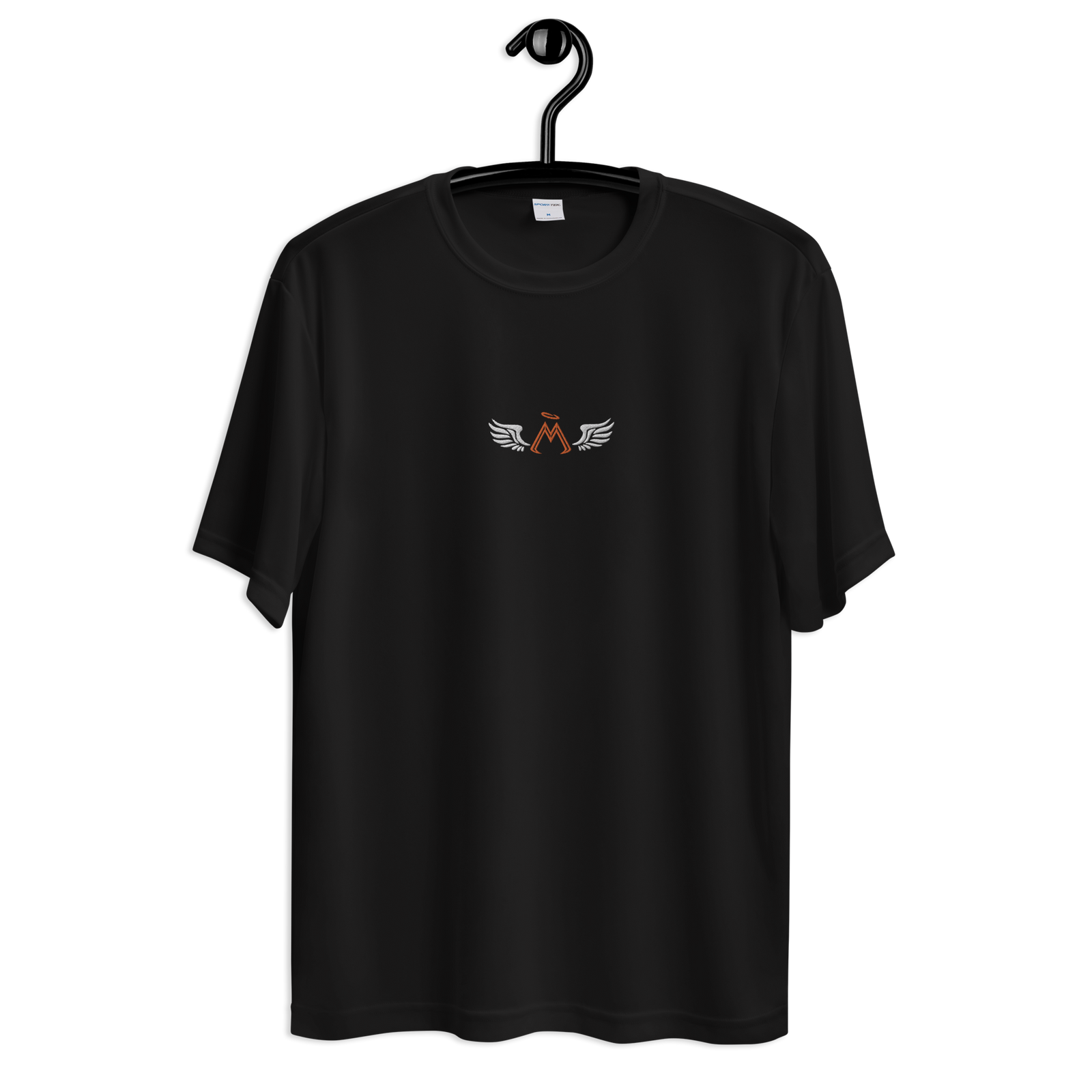 Black Sports Jersey With Embroidered Orange-White MM Iconic Logo