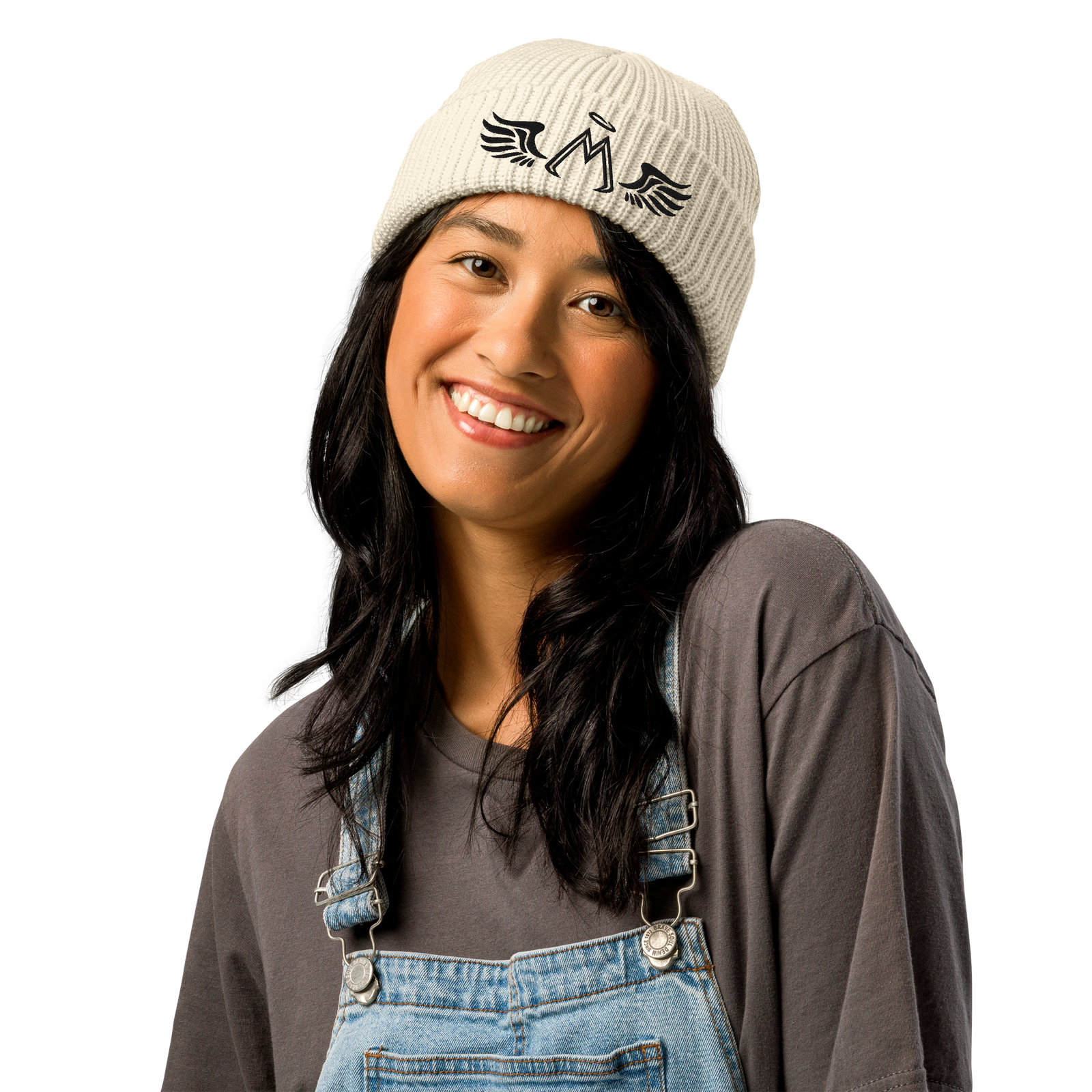 Sandy Tan Fisherman Beanie With Embroidered Black MM Iconic Logo