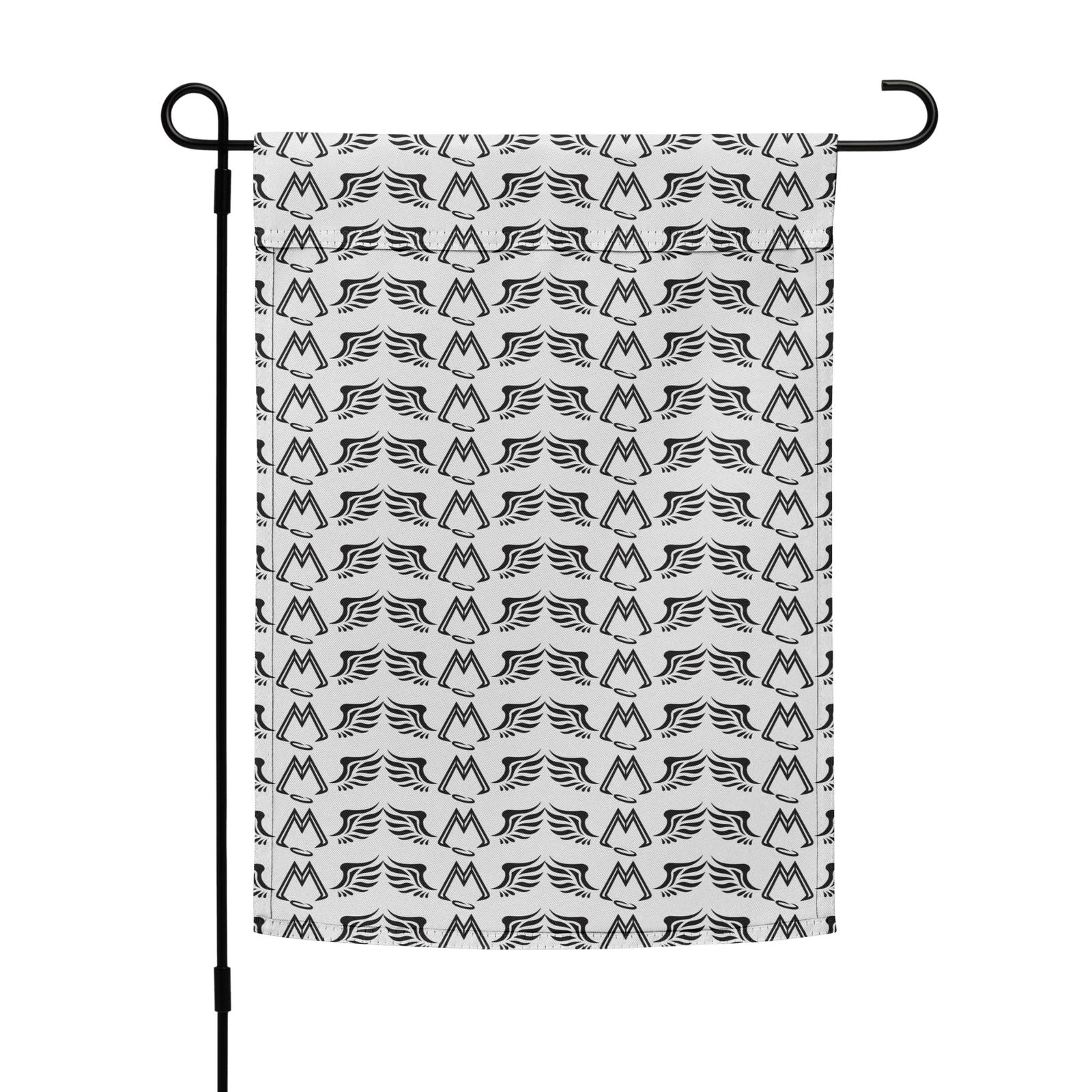 White Garden Flag With Black MM Iconic Logo & With Duplicated Black MM Iconic Logo