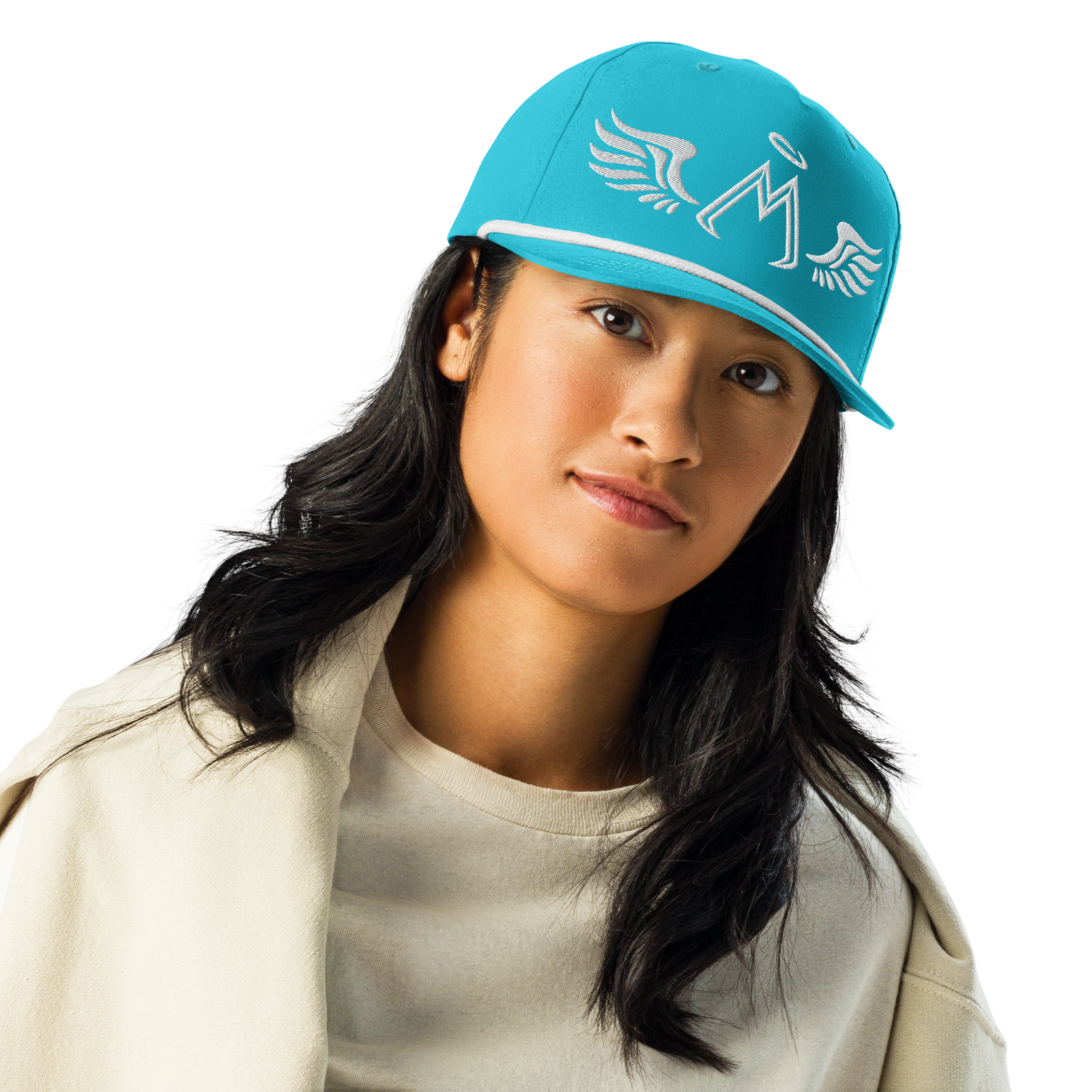 Turquoise White Golf Rope Cap With Embroidered White MM Iconic Logo