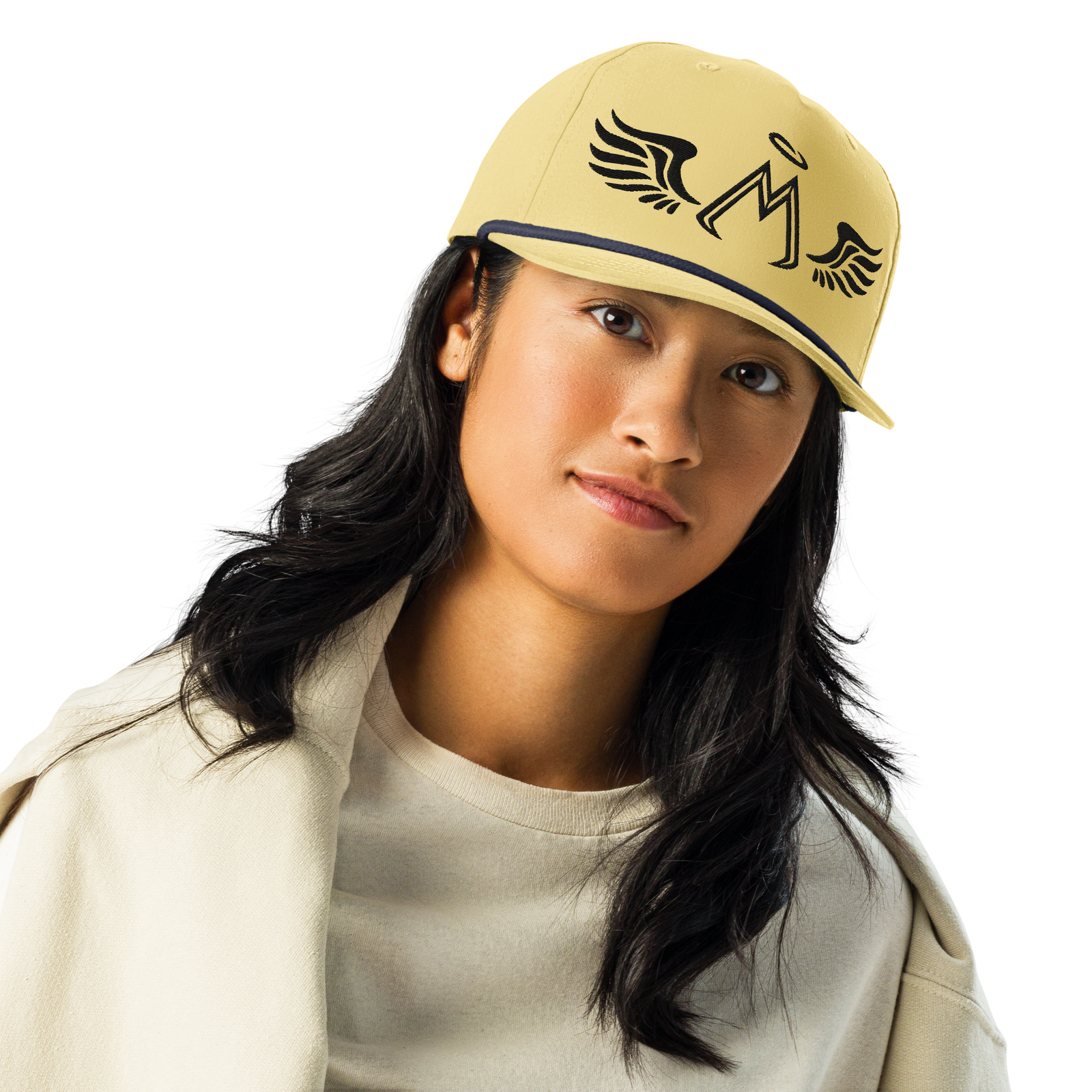 Yellow Navy Golf Rope Cap With Embroidered Black MM Iconic Logo