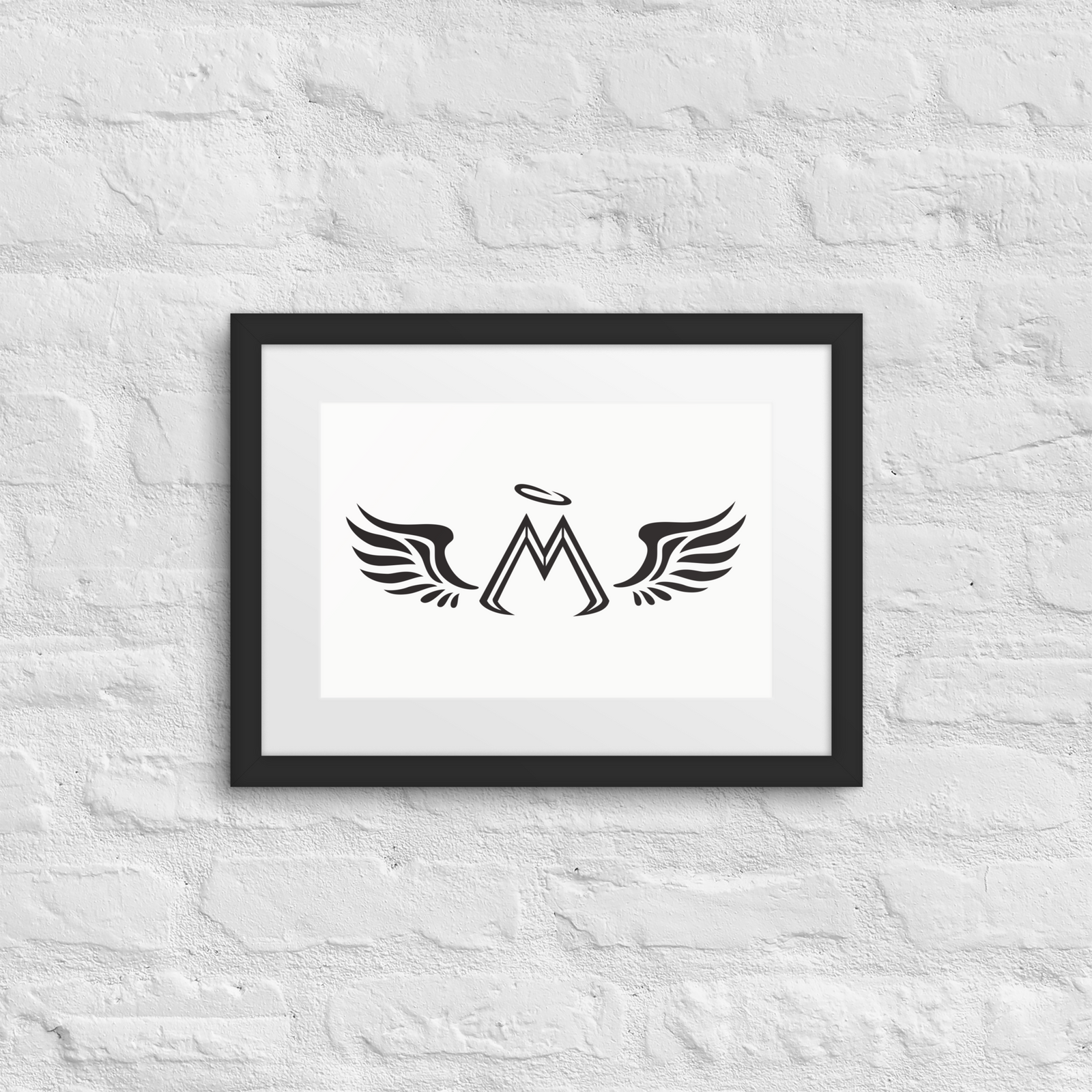 White Matte Paper Black Framed Poster With Black MM Iconic Logo