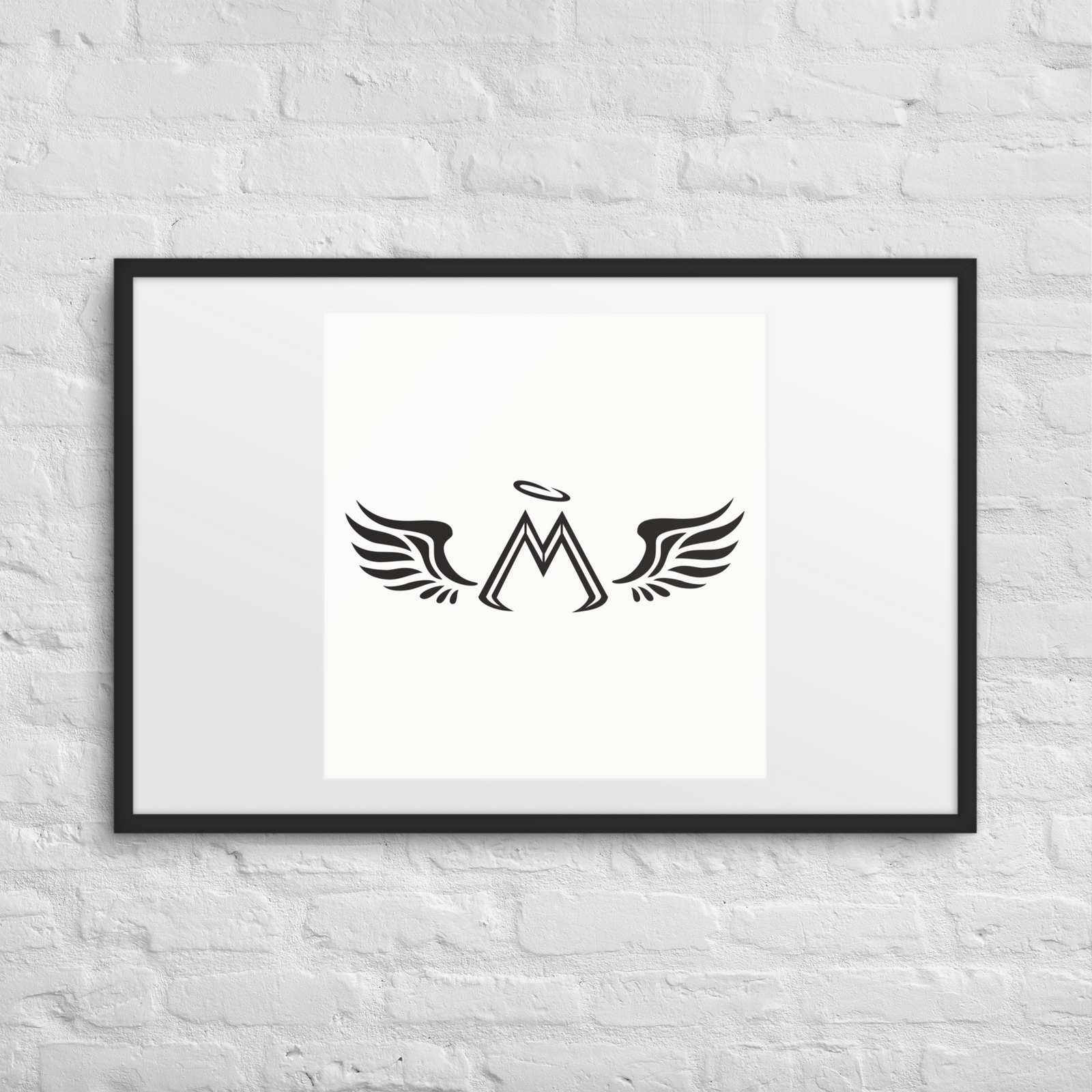 White Matte Paper Black Framed Poster With Black MM Iconic Logo