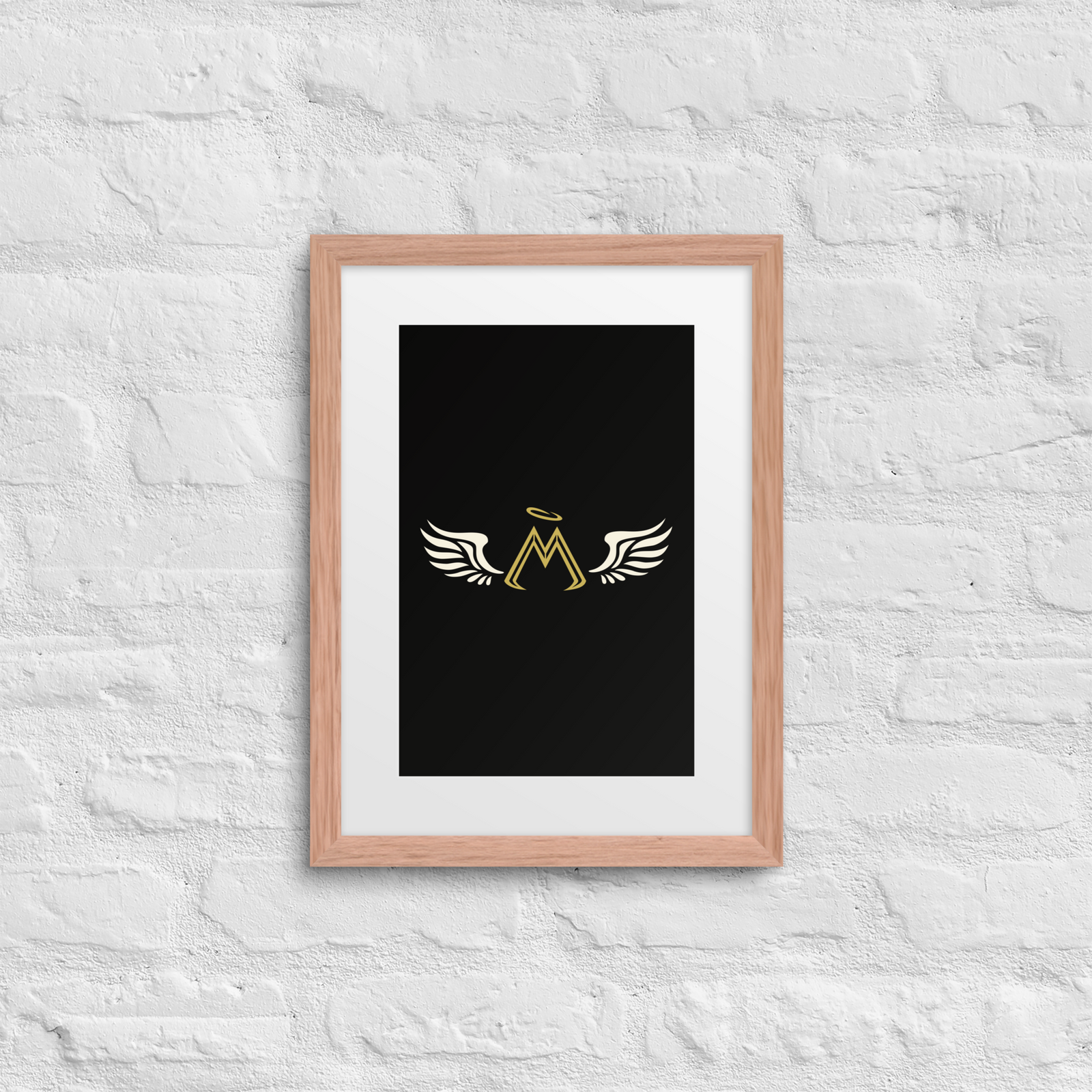Black Matte Paper Red Oak Framed Poster With Classic MM Iconic Logo
