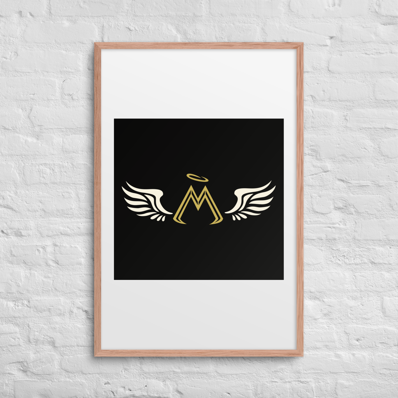 Black Matte Paper Red Oak Framed Poster With Classic MM Iconic Logo