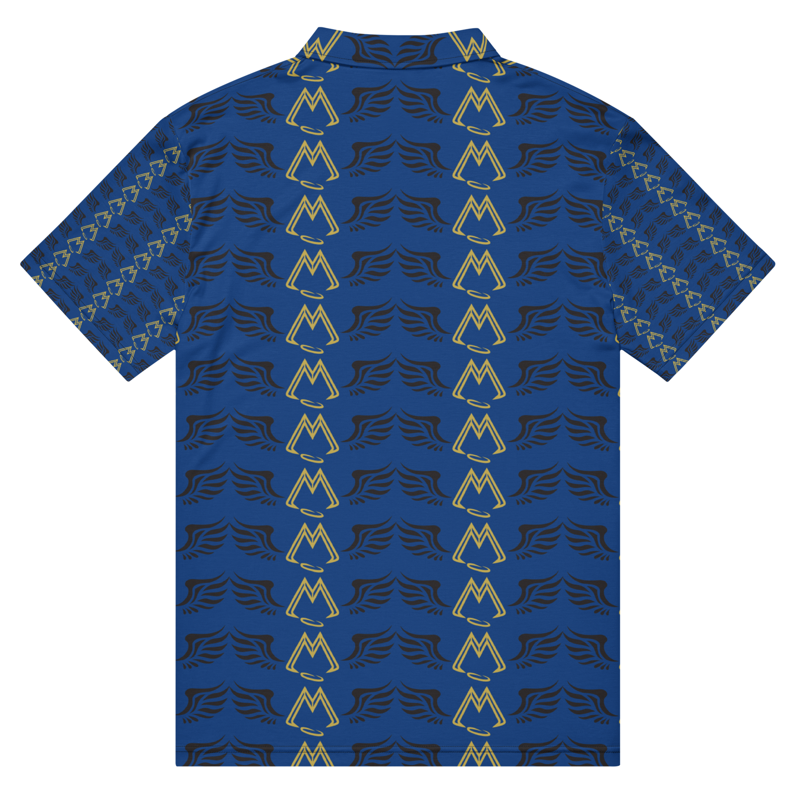 Men’s Blue Slim Fit Polo With Duplicated Gold-Black MM Iconic Logo