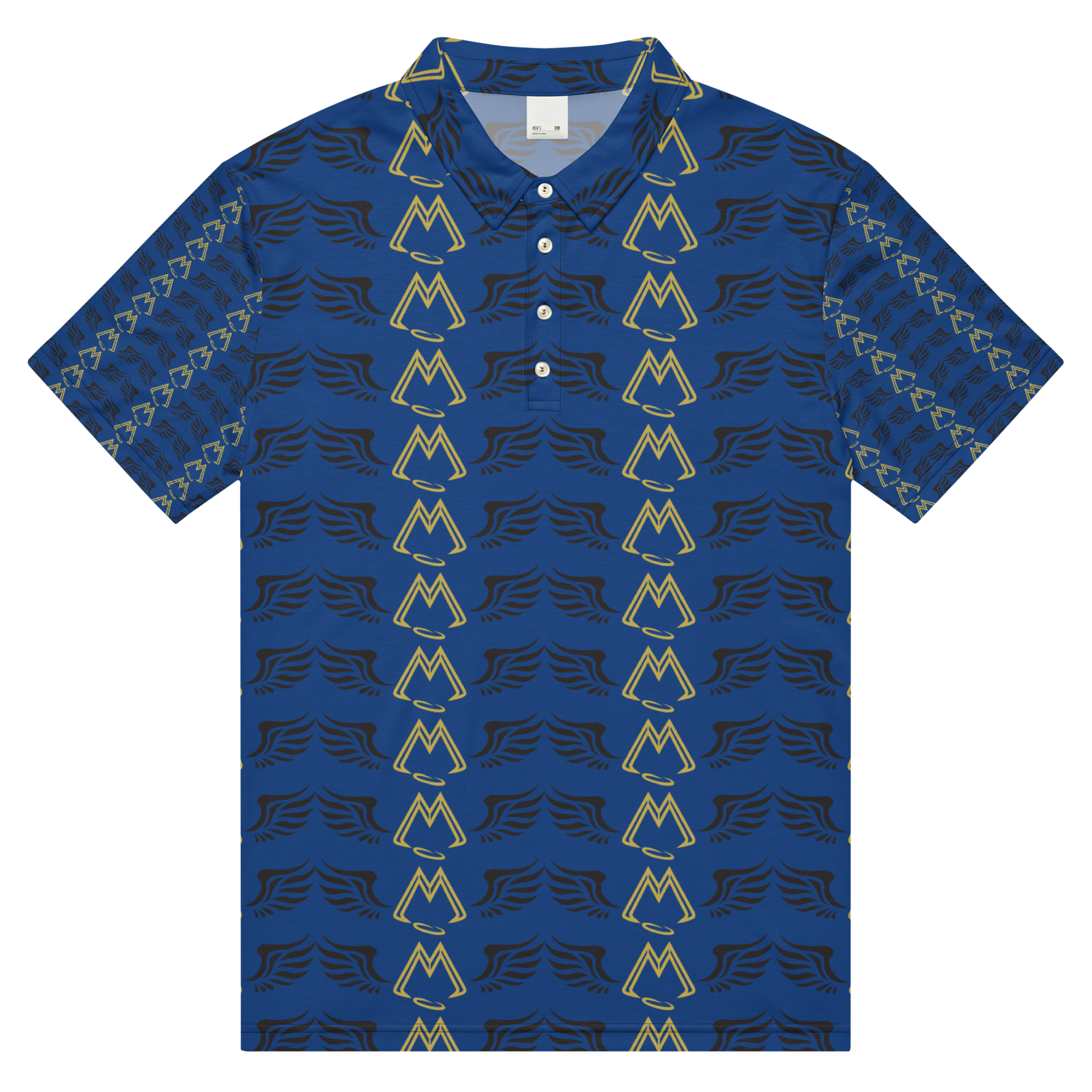 Men’s Blue Slim Fit Polo With Duplicated Gold-Black MM Iconic Logo