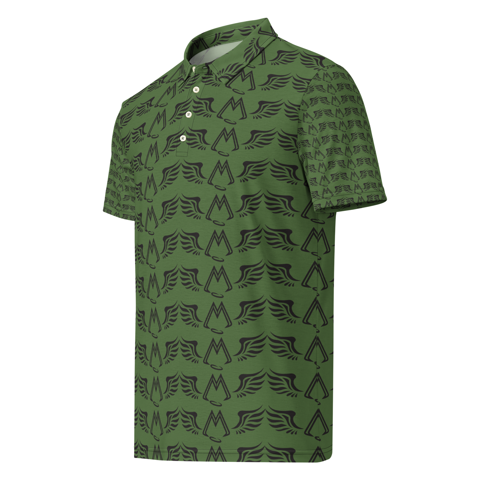 Men’s Army Green Slim Fit Polo With Duplicated Black MM Iconic Logo